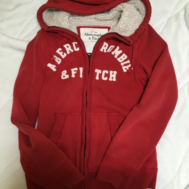 아베크롬비 양털 후드집업 레드 s 빨강