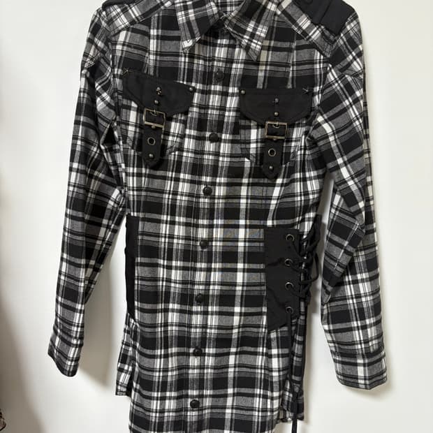 빈티지 펑크 알곤퀸즈 체크 셔츠 원피스