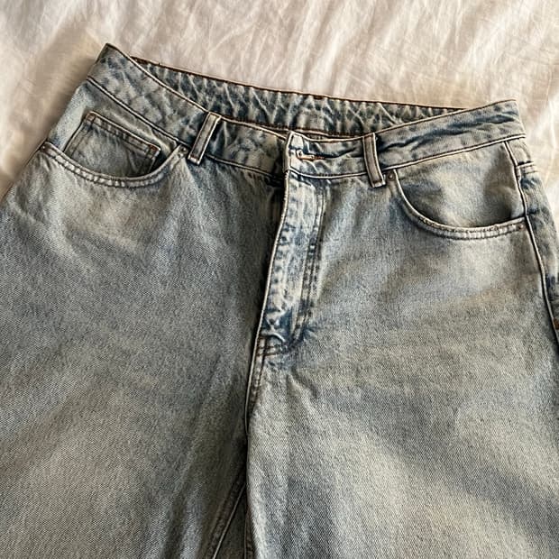 P.I. 1211 라이트 워시 와이드 레그 데님 32/30