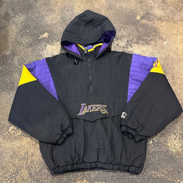 빈티지 90s 스타터 엘에이 레이커스 아노락 자켓