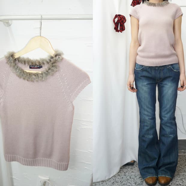Strawberry fur knit top