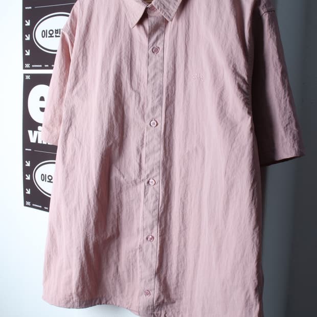 (L-XL) 예일 반팔 카라 티셔츠 셔츠 남방 나일론 우븐-H32491