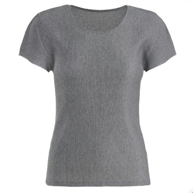 플리츠플리즈 이세이미야케 미스트 베이직 탑 라운드 반팔 그레이 3사이즈