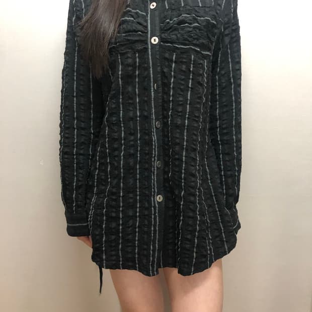 빈티지 블랙 스트라이프 셔링 셔츠