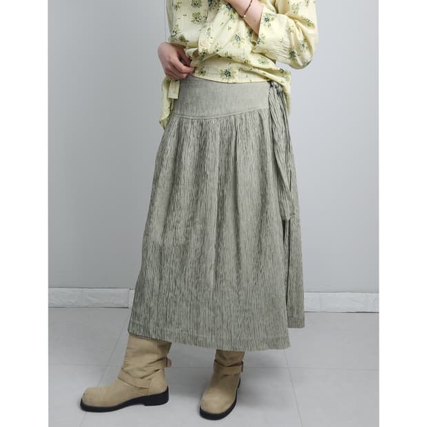 잔체크 랩 롱 스커트