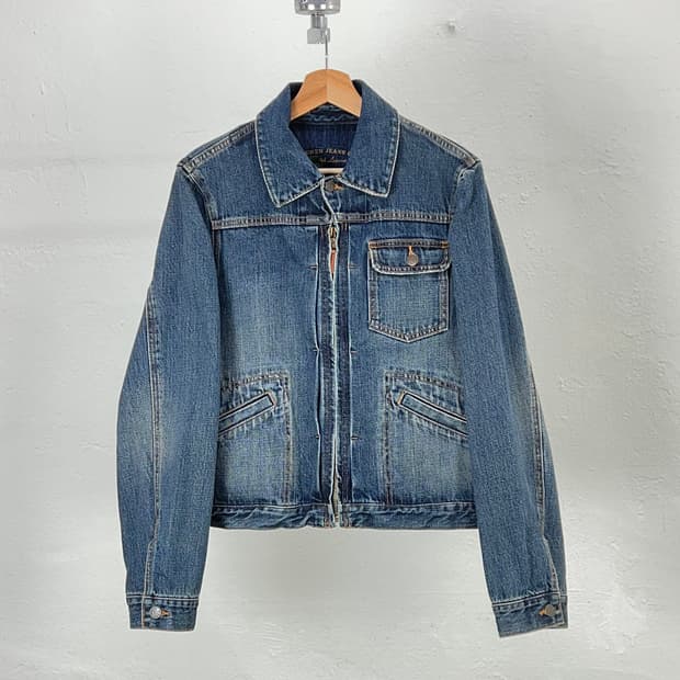 로렌 진스 싱글 포켓 데님 집업 자켓