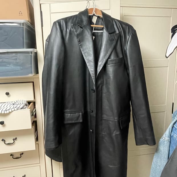 [50] sunflower leather long coat