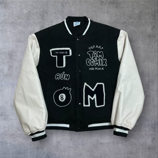 팀코믹스 8볼 빅로고 블랙 바시티 자켓