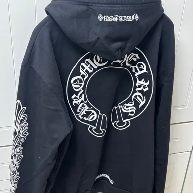 크롬하츠 홀스슈 플로랄 퍽 유 후드집업 L