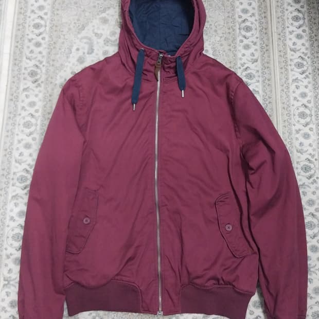 H&M 버건디 후드 집업 점퍼 XL