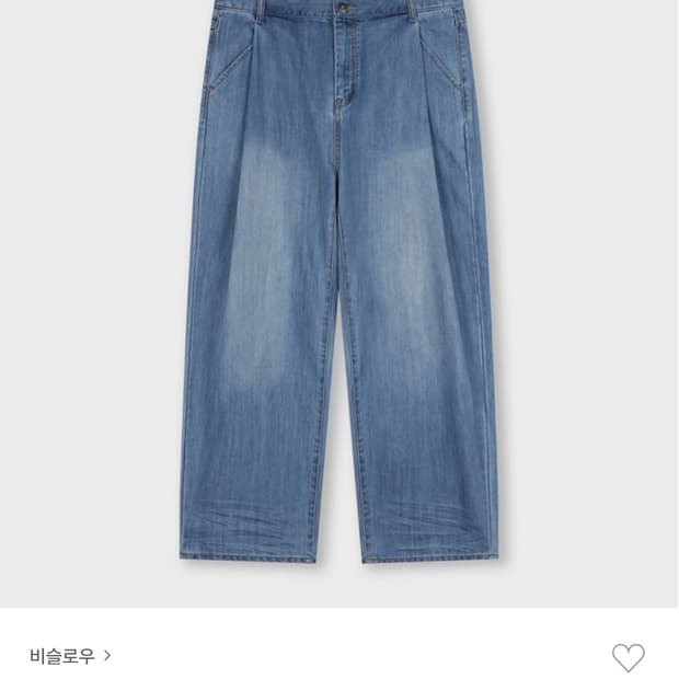 비슬로우 콘밀 딥 원턱 데님 라이트워시드 30사이즈