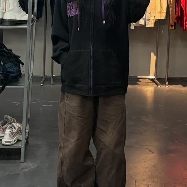 빈티지 퍼플로고 블랙 후드집업 A3313