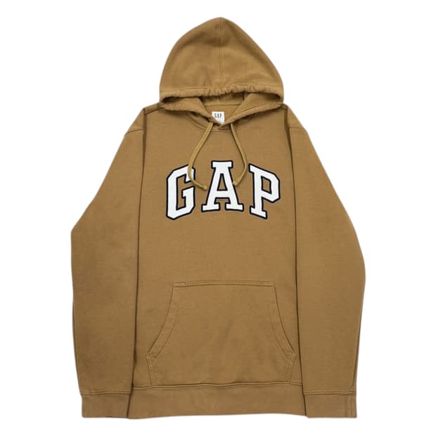 GAP 빈티지 스펠로고 기모 후드티 된장 브라운 L