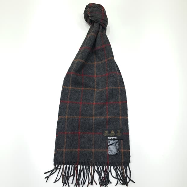 MX640 바버 램스울 윈도우페인체크 차콜그레이 머플러목도리