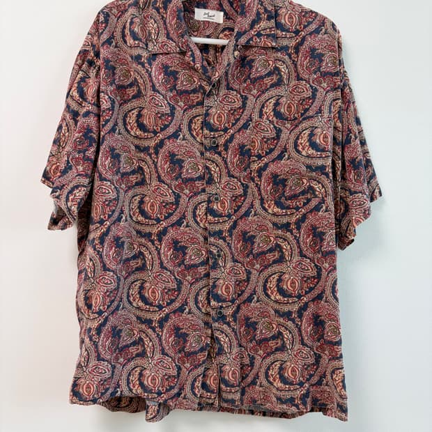 [Last Resort] 페이즐리 패턴 반팔 오픈칼라 셔츠