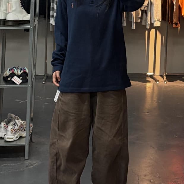 폴로랄프로렌 포니로고 네이비 반집업 니트 A3389