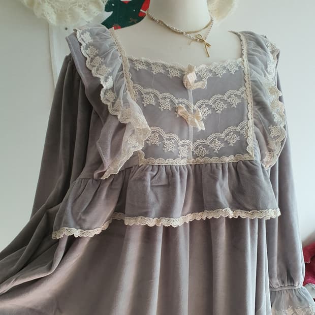 [로판풍] 레이스 롱 원피스 잠옷 홈웨어