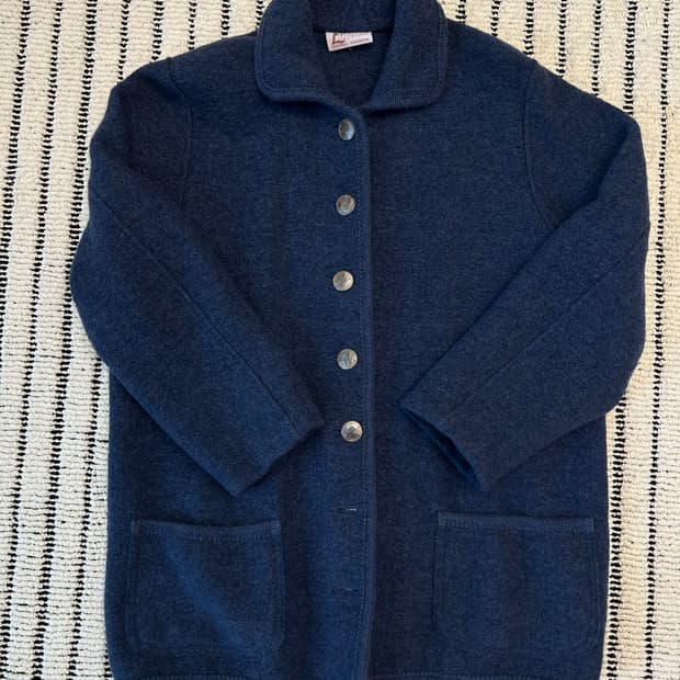 빈티지 블루 울코트