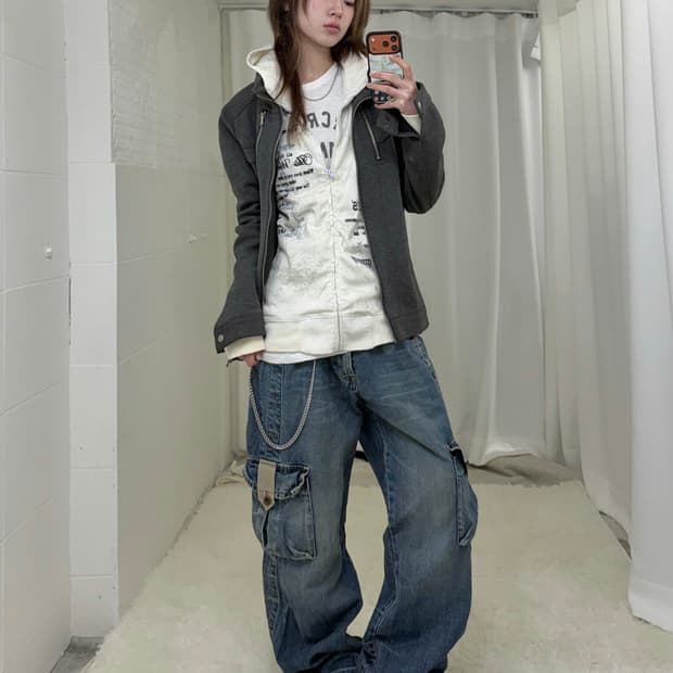 아베크롬비 화이트 그레이 그런지 힙 스트릿 코디 세트