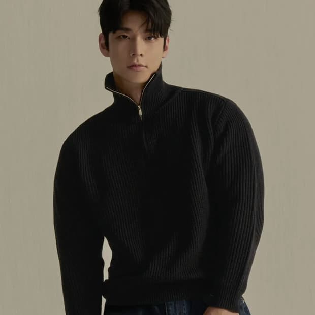 정가7만5천원 나인제트 헤비코튼 머슬 집업 니트 (블랙)