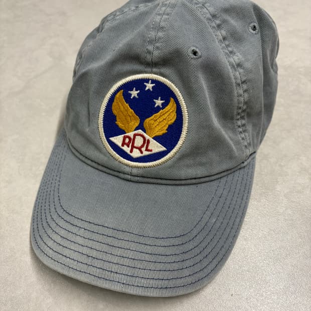 더블알엘 RRL 윙로고  가먼트 다잉 트윌 볼캡 블루