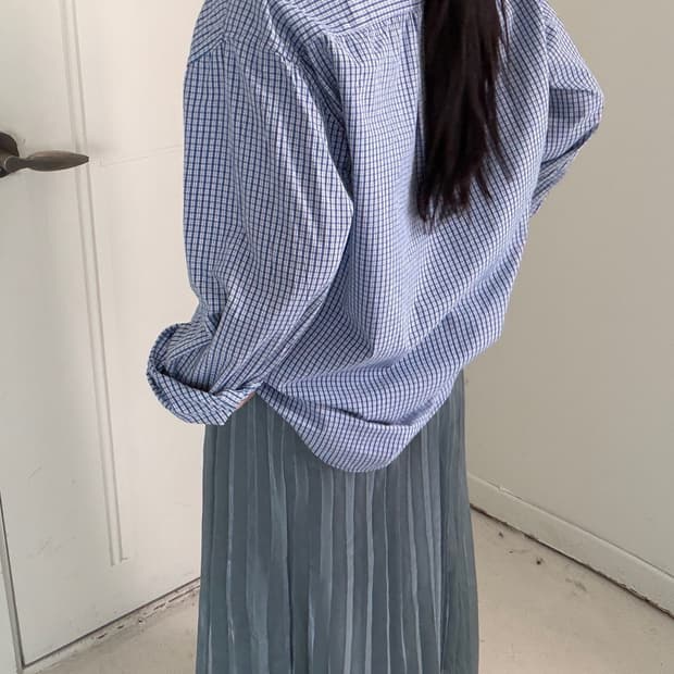 일본빈티지 컨버스 블루 체크셔츠