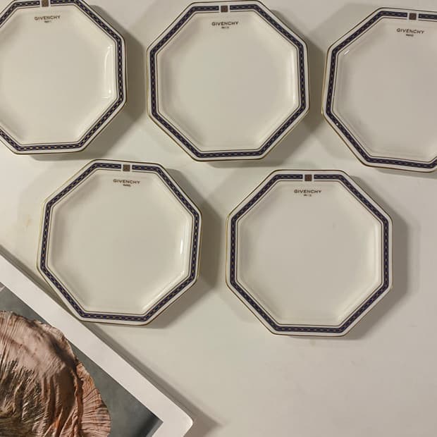 빈티지 지방시 디저트 팔각 그릇 5p세트