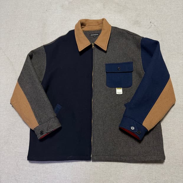 디스이즈네버댓 배색 울 카라 자켓