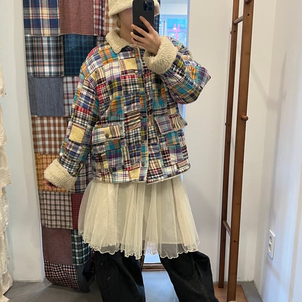 패치워크 플리스 무스탕