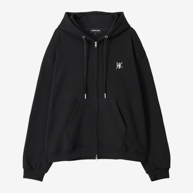 우알롱 블랙 후드집업 M