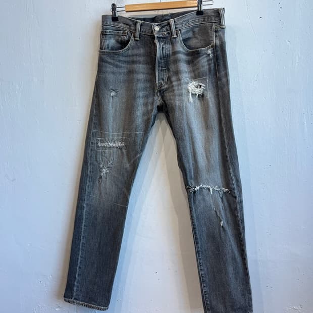 리바이스501CT 디스 워싱 블랙 데님팬츠 MADE IN MEXICO