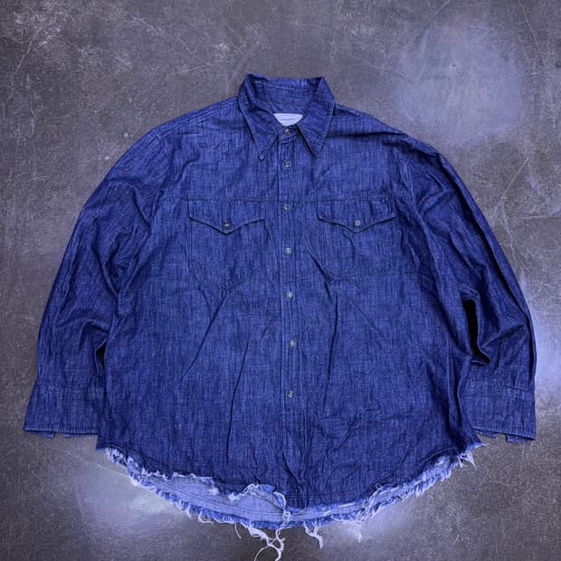 비바스튜디오 데미지 웨스턴 데님셔츠 딥인디고 L