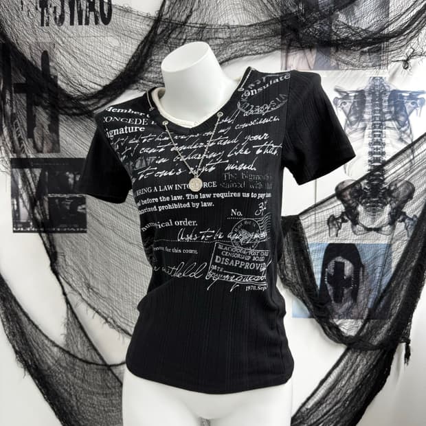 00s punk necklace layered halfsleeve