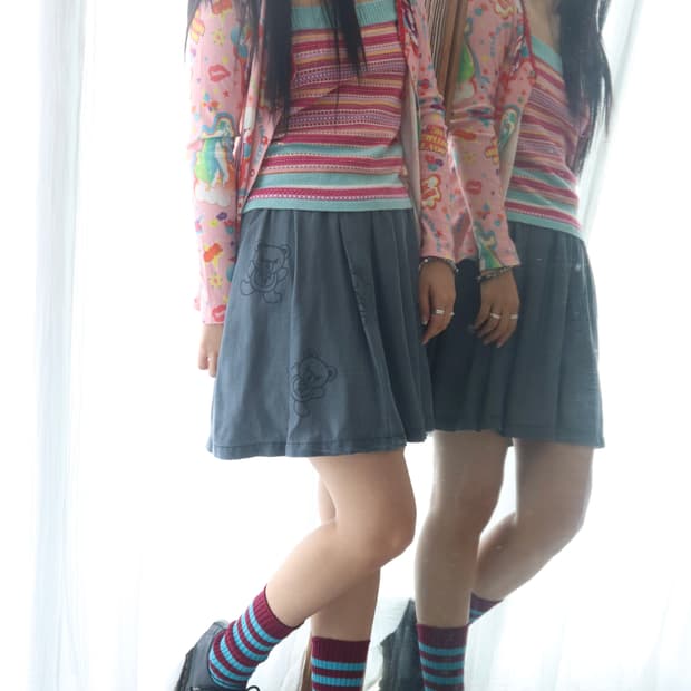 [Hysteric Glamour] Blue Fuckbear Skirt