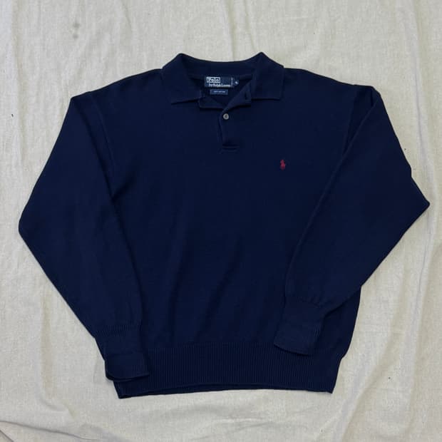 폴로랄프로렌 90s 네이비 카라 니트 XL