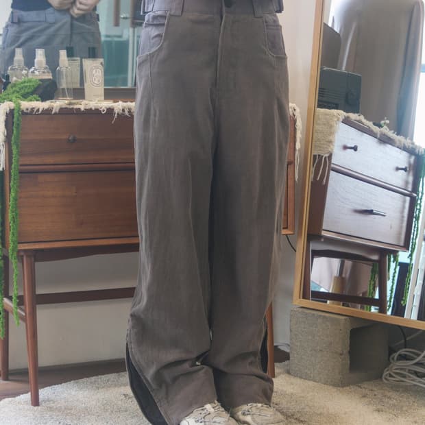 폴리테루 하나비 팬츠 퍼플 그레이