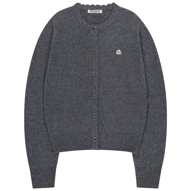 코이세이오 플라워 버튼 가디건 그레이