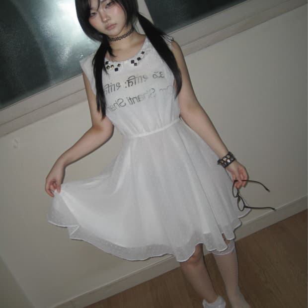 Om Shanti Studded Chiffon Dress