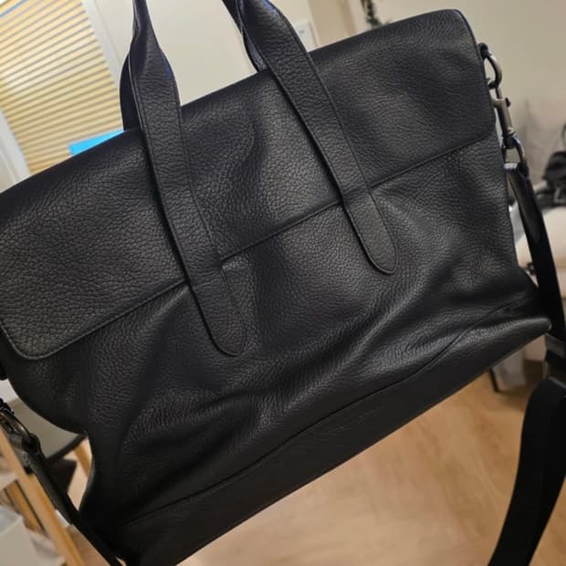 코치 남성 가죽 서류 가방 네이비