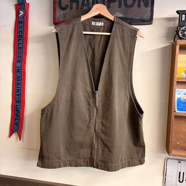 Vintage Brown Zip Work Vest