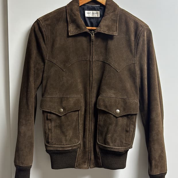 생로랑 15시즌 에디슬리먼 브라운 스웨이드 자켓
