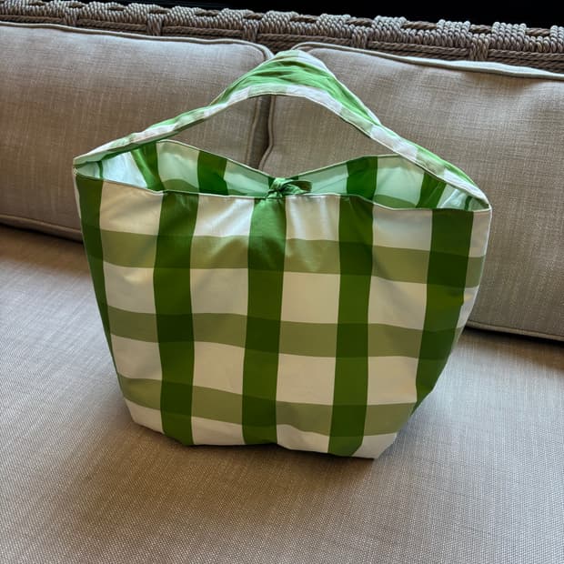 ORR 오르 그린 깅엄 체크 쇼퍼백 숄더백 