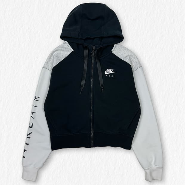 나이키 에어 배색 기모 크롭 후드집업