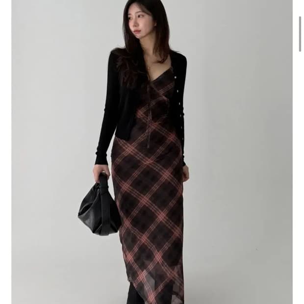 버피 브라운 체크 원피스