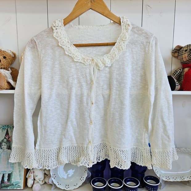 플라워 레이스 니트 가디건