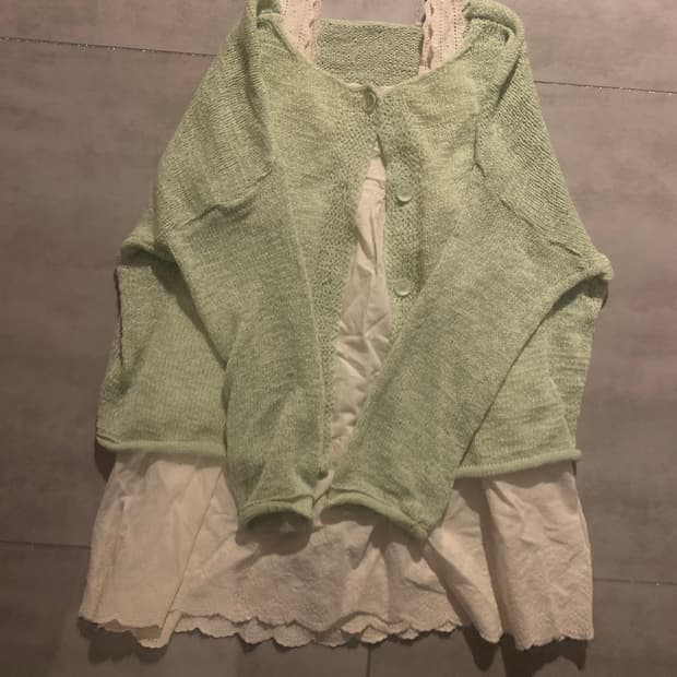 빈티지 나시 원피스 + 그물 가디건