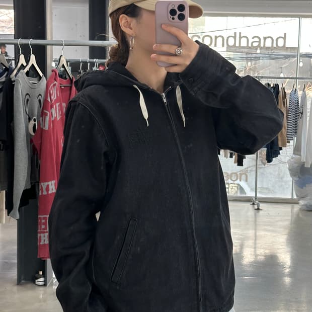 스투시 자수빅로고 데님 워크자켓