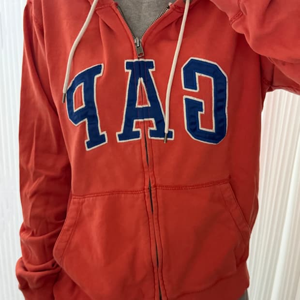 갭 주황색 후드집업 m