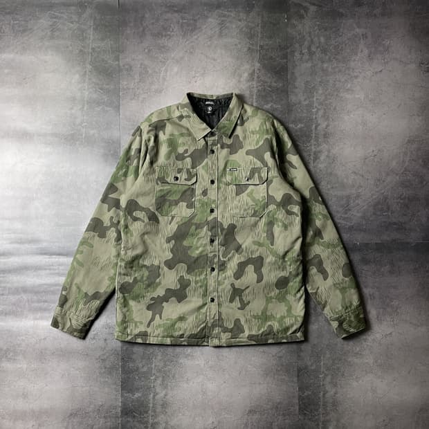 VOLCOM 빈티지 카키 카모패턴 퀄팅 밀리터리 셔츠 A00455