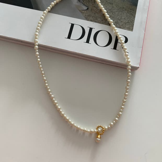 모조진주 골드 포인트 목걸이